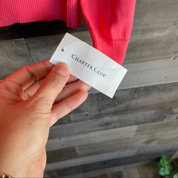 SOLD Charter Club Sweater Embroidered Coral M - Picture 9 of 11